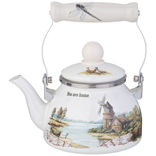 ЧАЙНИК AGNESS ЭМАЛИРОВАННЫЙ СО СЪЕМНЫМ ФИЛЬТРОМ ИЗ НЖС СЕРИЯ FAMILY HOUSE, 0,85 Л фото 2