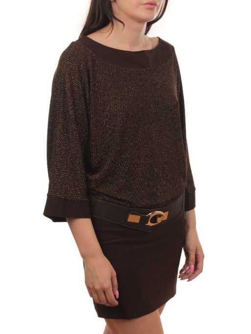 9801 BROWN Платье женское (90% полиэстер, 10% эластан)