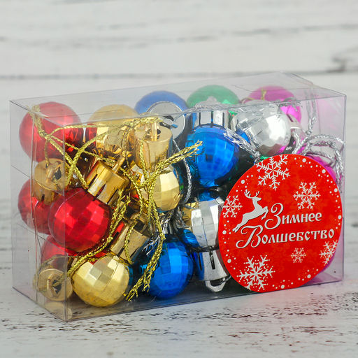 Ёлочные игрушки Диско, шары новогодние, d=2 см, набор 24 шт., МИКС - Зимнее волшебство фото 2
