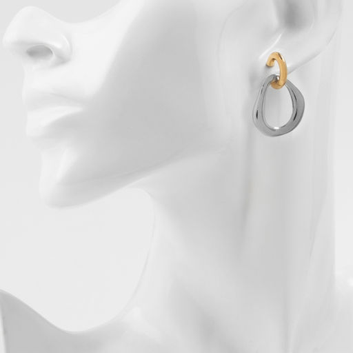 Серьги металл Цепь полукруг, звено, цвет золото с серебром - Qf фото 3