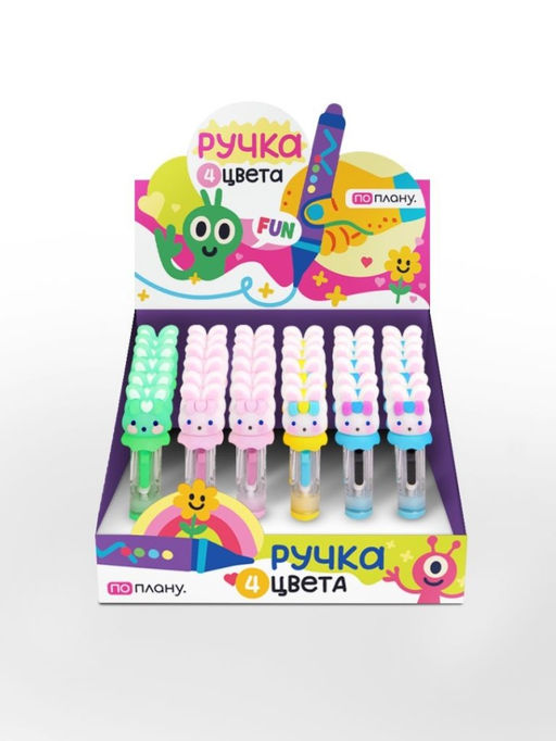 Разноцветная мини-ручка 4 в 1 "Cute bunnies", mix