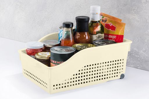 Контейнер хозяйственный 30,5*21*12,5 см Лофт слоновая кость на колесах широкий (модель - 622026) - Elan gallery фото 4