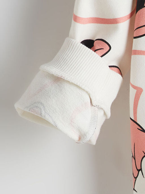 Bisiklet Yaka Minnie Mouse Bask?l? K?z Bebek Sweatshirt ve Tayt 2li