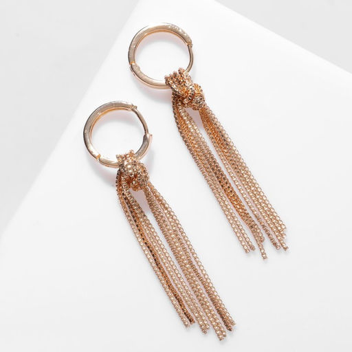 Серьги висячие «Стиль» цепи в узле, цвет золото