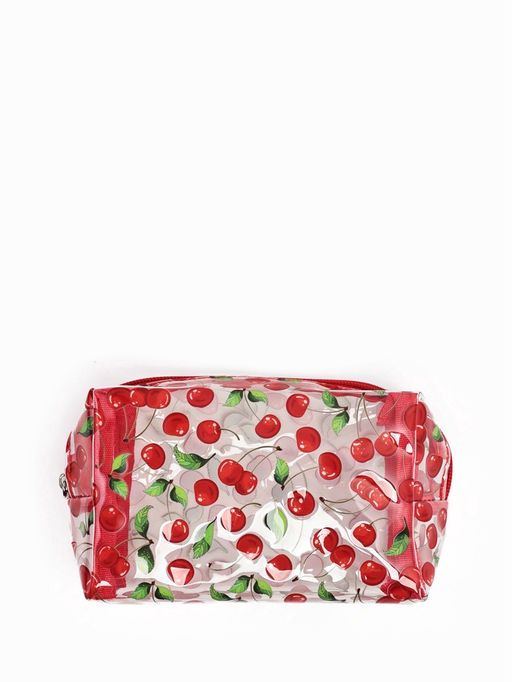 Косметичка женская Cherry, для бассейна, на молнии, прозрачная, красная