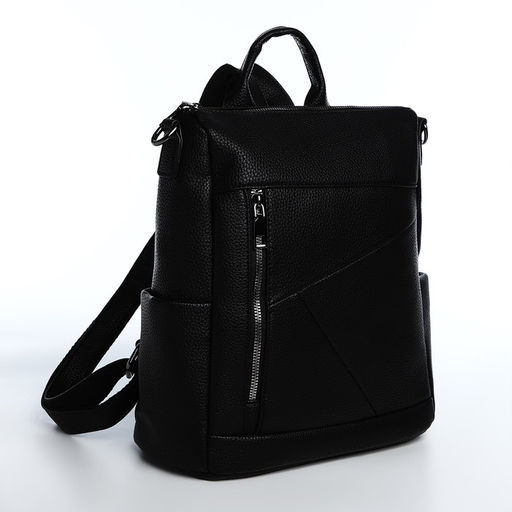 Рюкзак женский из искусственной кожи на молнии, 4 кармана, цвет чёрный - Simaland фото 2