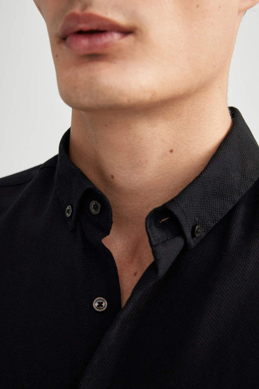 Текстурированная рубашка с длинным рукавом Modern Fit - Defacto фото 6