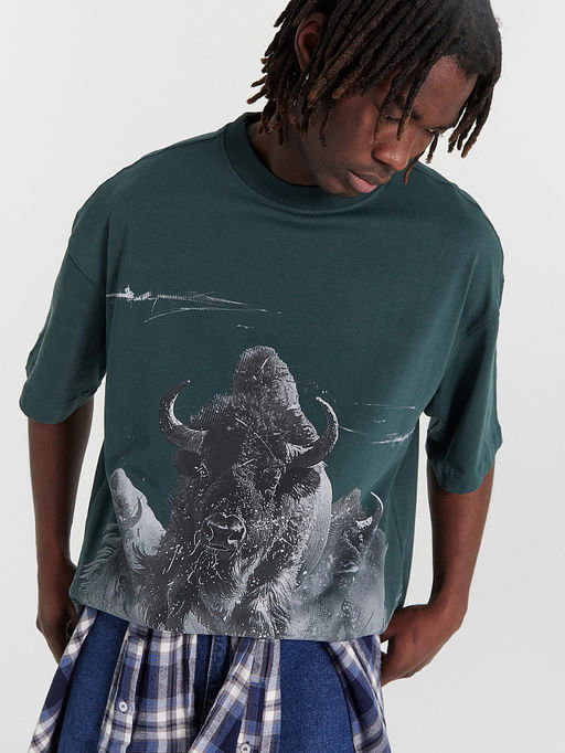 Футболка мужская зеленая с принтом Зубр - Mark formelle фото 6