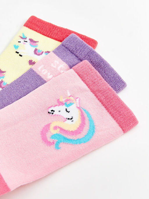 Desenli K?z ?ocuk Soket ?orap 3l? - Waikiki фото 3