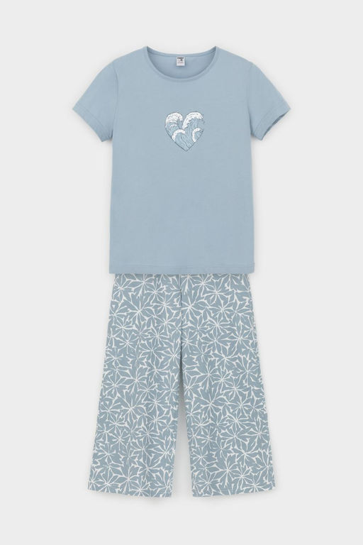 КБ 2827/пыльно-синий,блики на воде пижама для дев