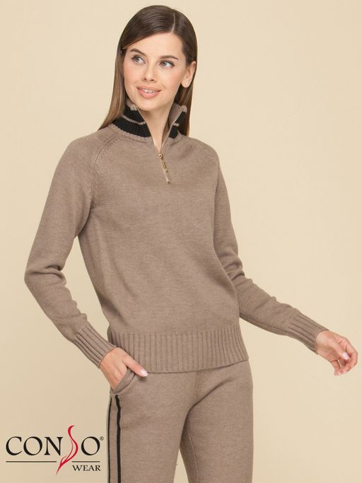 Conso/KS 190608 - cappuccino Костюм женский: джемпер+брюки фото 3