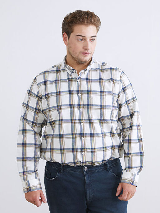 Regular Fit Uzun Kollu Ekose Gabardin Erkek G?mlek