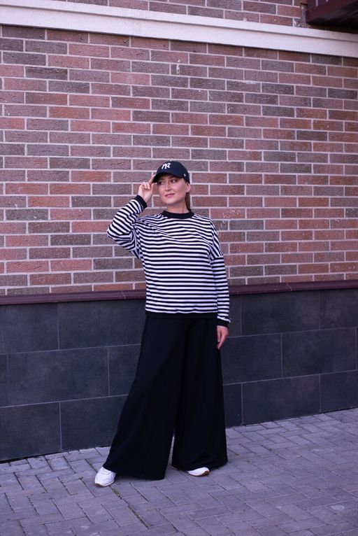 Свитшот полоска с черным, тельняшка, футер 2хнитка петля, пенье