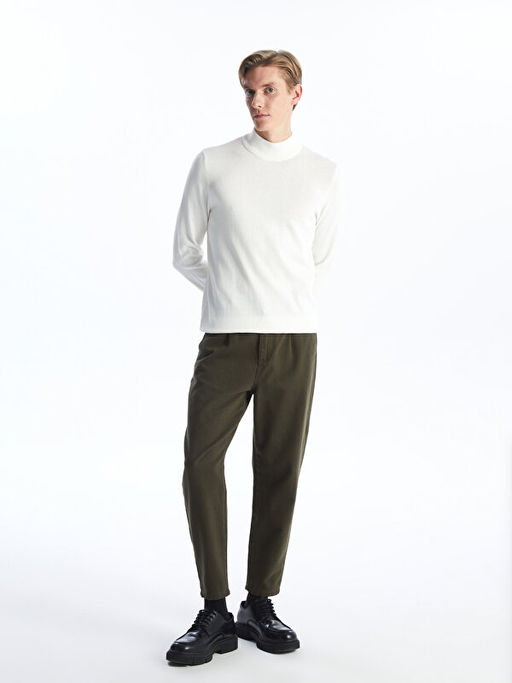 Yar?m Bal?k?? Yaka Uzun Kollu Erkek Triko Kazak