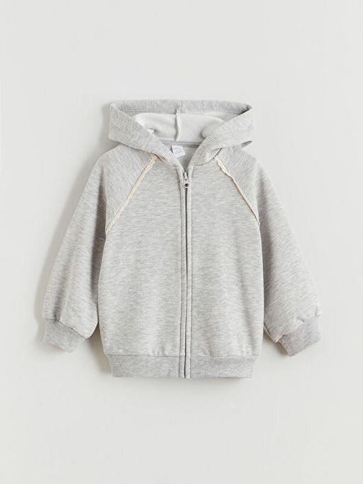 Kap??onlu K?z ?ocuk Fermuarl? Sweatshirt