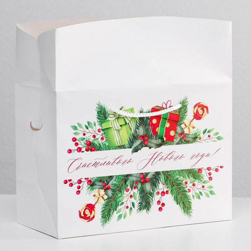 Пакет-коробка «Счастливого Нового года», 28 х 20 х 13 см