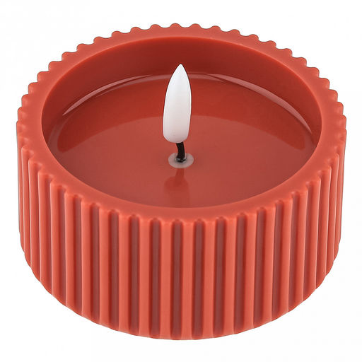 Свеча интерьерная, светодиодная на батарейках д9,7см h5(7)см, свет теплый, с мерцанием, матовый пластик, цвет красный, питание от 2-х батареек АА (в комплект не входят) (Китай)