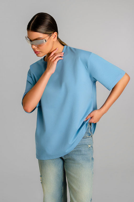 Арт. 3-302/1 Футболка женская оверсайз 44-50 (4 шт) Цвет:джинс - Калинка фото 4
