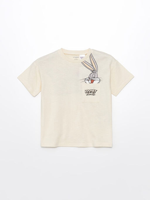 Bisiklet Yaka Bugs Bunny Bask?l? Erkek Bebek Ti??rt