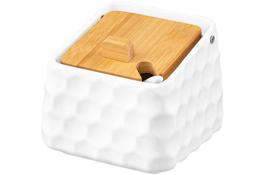 Банка для сыпучих продуктов 750 мл 15*12*10,5 см Соты + ложка + откидная бамбук.крышка - Elan gallery фото 7