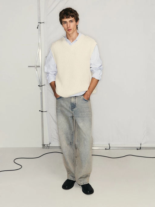 Вязаный жилет из 100% хлопка / Zarina  фото 2