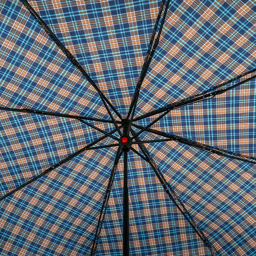 Зонт механический "Шотландка" плащевка, 8 лучей, д/купола 94см, 3 сложения, 24см в сложенном виде, пластмассовая ручка, сине-коричневый, 210гр (Китай)