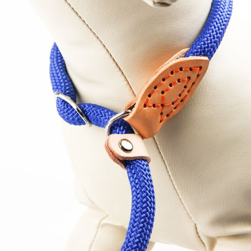 Поводок-удавка 150 х 1,2 см, полиэстер и натуральная кожа, синий - Пижон фото 2