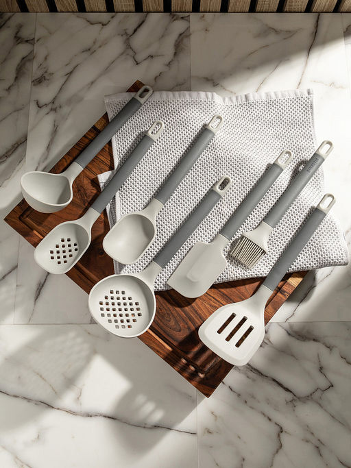 Лопатка кулинарная с дырочками 31,8x6,7x4,5 серый силикон, нейлон, ПП - Denastia фото 2