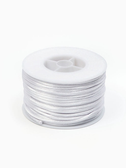 Шнур атласный на бобине 2 мм, 50 метров, белый
