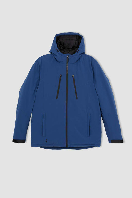 Водоотталкивающее водонепроницаемое пальто приталенного кроя DeFactoFit с флисовой подкладкой и капюшоном  фото 9