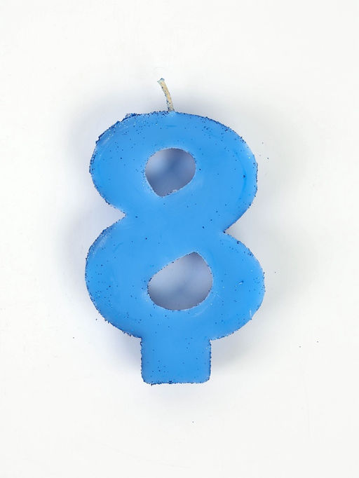 Свеча-цифра "Соло", цифра "8", синий, блеск, 8,2 см