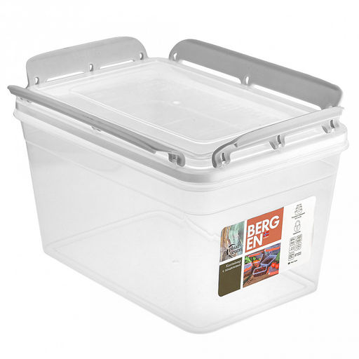 "Bergen" Контейнер для продуктов пластмассовый 4,5л, 25,8х17,9х15см, с защелками, пепельный жемчуг, подходит для СВЧ (Россия)