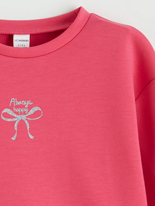 Bask?l? K?z ?ocuk Soft Touch Sweatshirt ve E?ofman Alt?