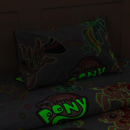 Постельное бельё 1,5 сп Neon Series Rainbow vibes My Little Pony 143*215 см, 150*214 см, 50*70 см -1 шт, светится в темноте - Hasbro фото 3