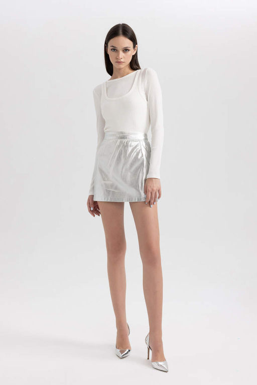 Крутая мини-юбка А-образного выреза - Defacto фото 2