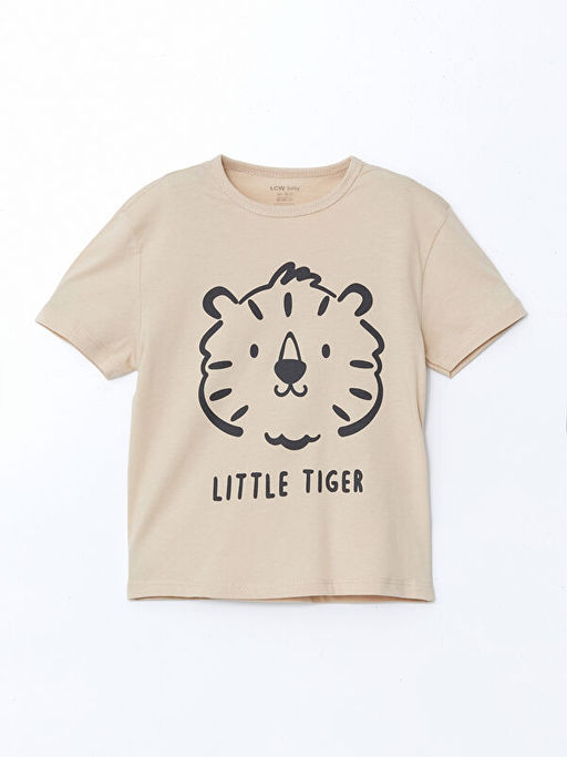 Bisiklet Yaka Bask?l? Erkek Bebek ?ortlu Pijama Tak?m 2li