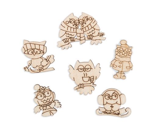 Заготовка для декорирования Mr. Carving ВД-573 Мини-набор Зимние совы-лилипутики фанера 0.3 см