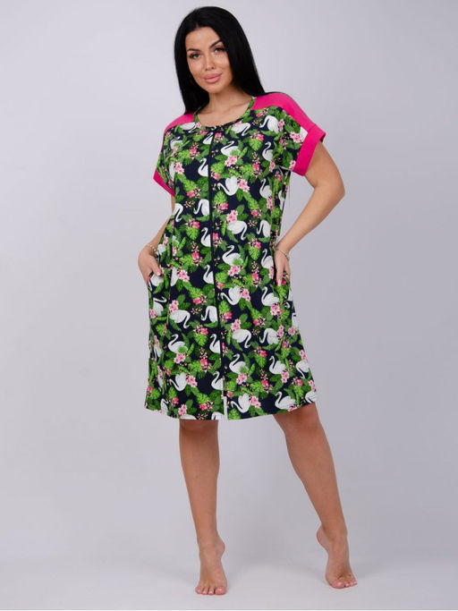 Халат "Анастасия" лебеди, трикотаж