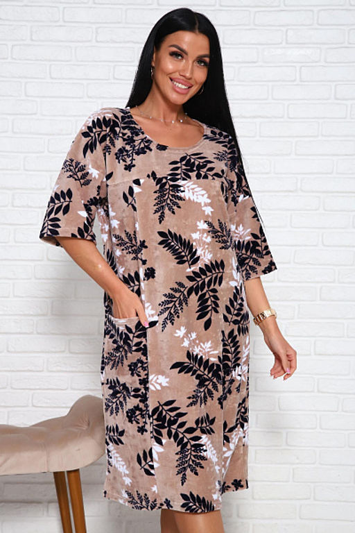 Туника велюровая (01019, бежевый)