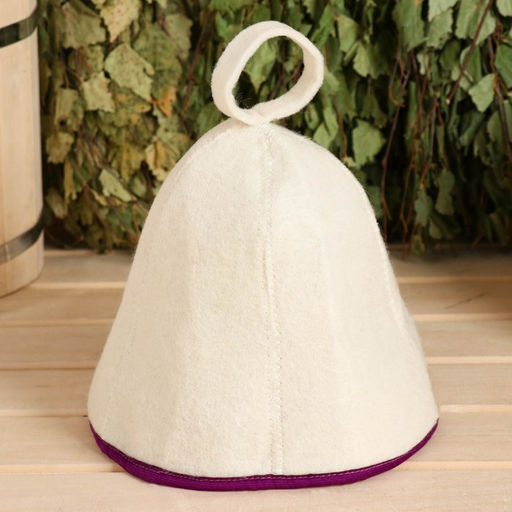 Шапка для бани светлая с цветной окантовкой МИКС - Добропаровъ фото 2