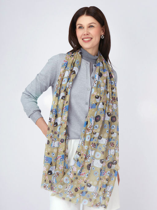 Большой, мягкий, тонкий и очень нежный двусторонний палантин с рисунком в стиле арт-деко - Tantino фото 12