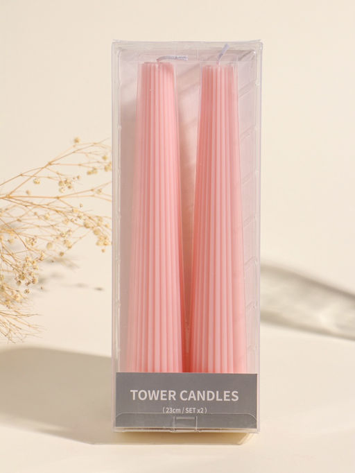 Набор свечей, 3.5х23 см, 2 шт "Башня" пыльная роза 4х9,5х25 см