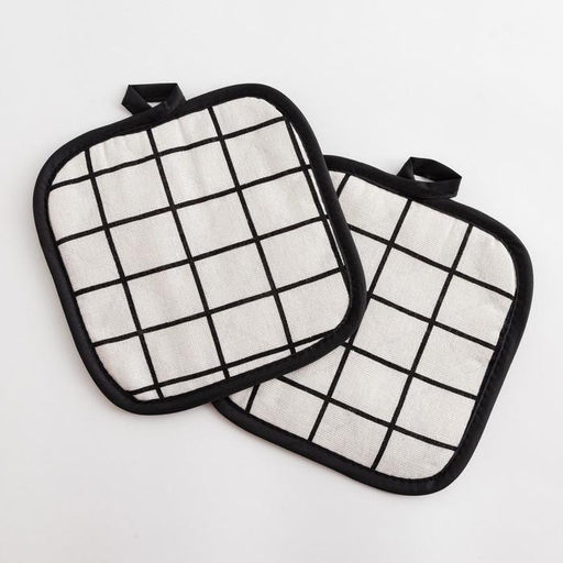 Кухонный набор (2 предмета) Доляна Клетка, цвет белый, прихватка 17х17 см - 2 шт, 100% п/э  фото 2