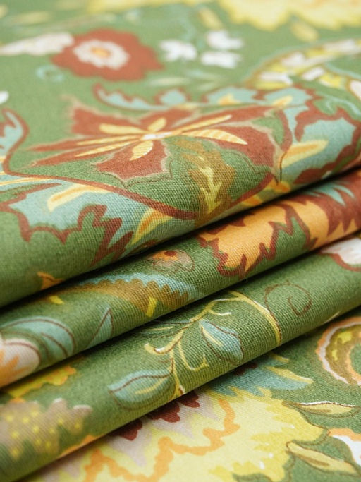 Сатин Турецкий мотив цв.кленово-зеленый, ш.2.5м, хлопок-100%, 120гр/м.кв - Купава фото 2