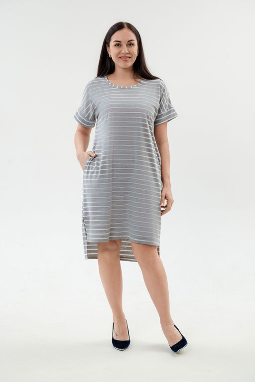 Туника женская из вискозы Полоса серо-белый - Амадэль фото 9