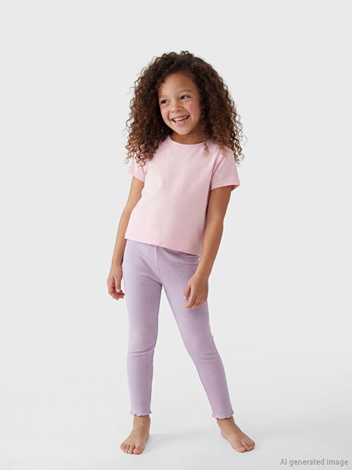 Beli Lastikli K?z ?ocuk Fitilli Pijama Alt