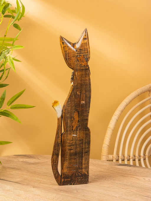 Сувенир «Кошка», 60×14×6 см, дерево, коричневый, МИКС