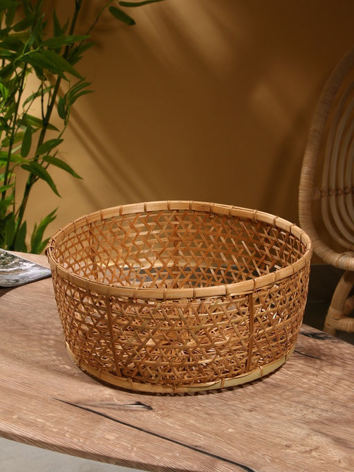 Корзина плетёная «Клоус», 36×36×14 см, бамбук, светлая