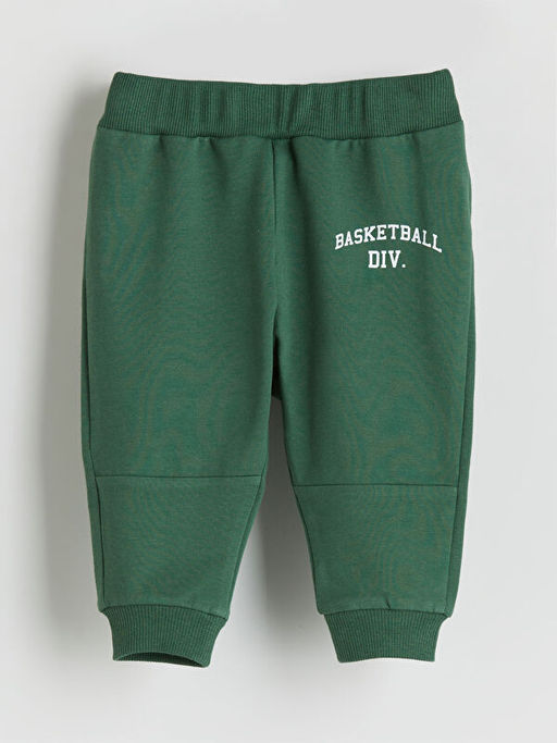 Bisiklet Yaka Bask?l? Erkek Bebek Sweatshirt ve E?ofman Alt 2li