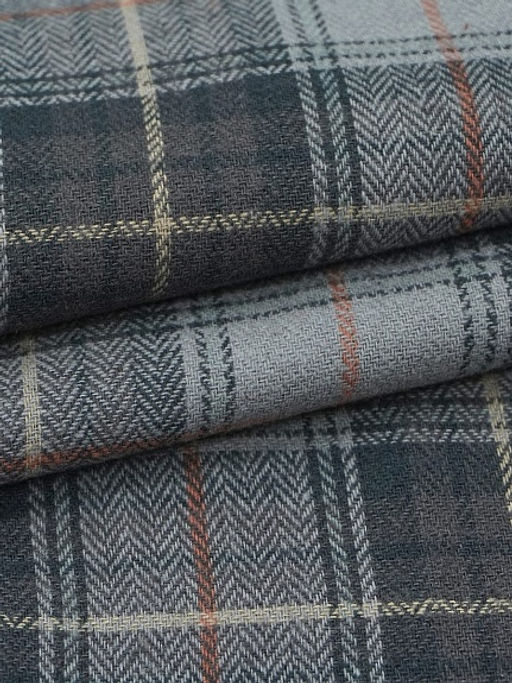 Фуле Клетка цв.серо-фиолетовый/кофейно-лиловый, ш.1.45м, хлопок-100%, 155гр/м.кв - Купава фото 6